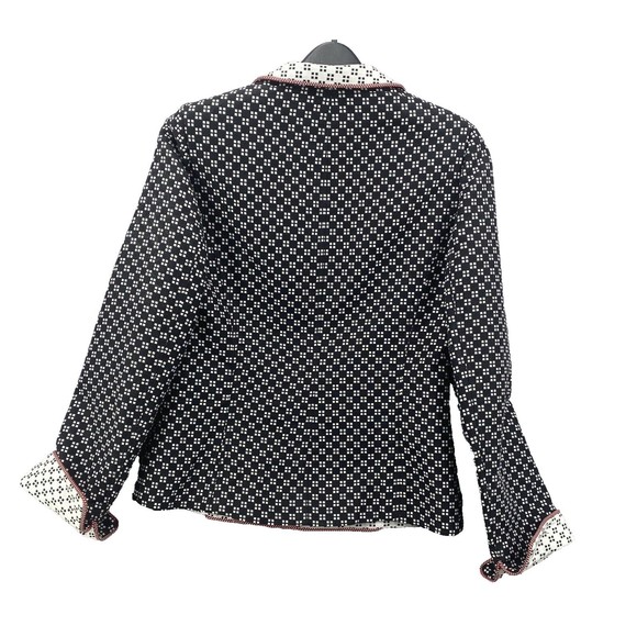 Nina McLemore Blazer Size 4 Career Blue Contrast Print Geometric Button - Picture 5 of 11